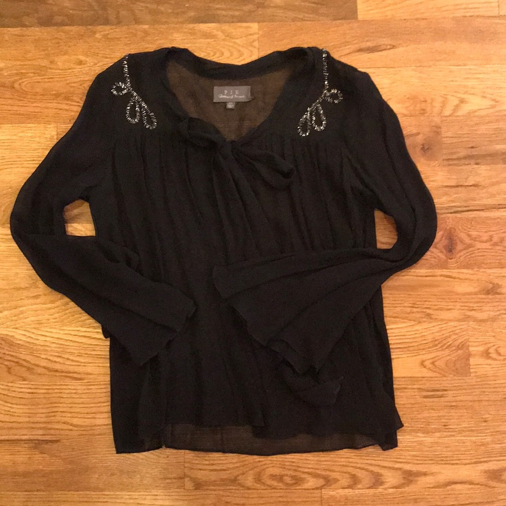 PATTERSON J KINCAID Bow tie beaded top